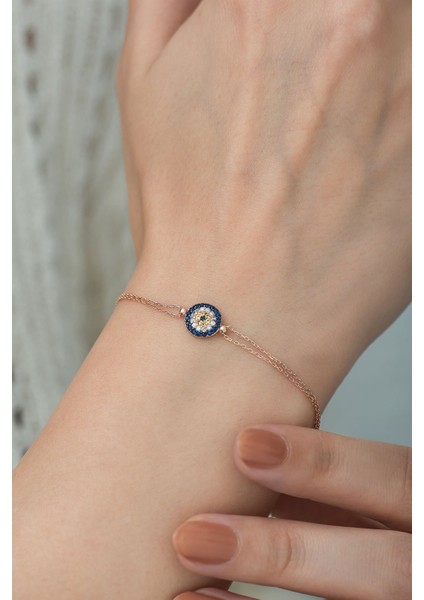 925 Ayar Zirkon Taşlı Gümüş Nazar Bileklik