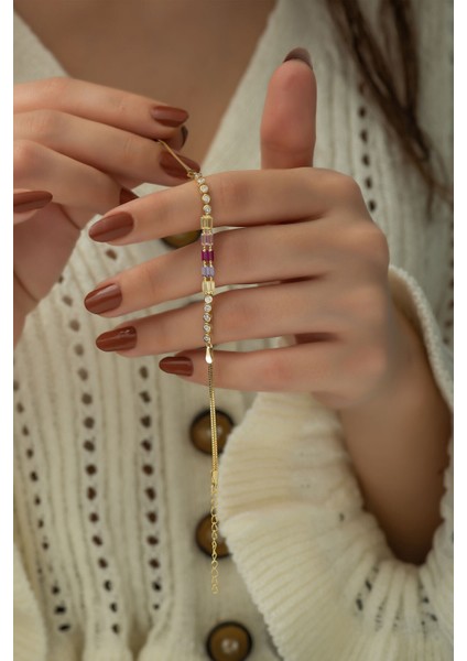 925 Ayar Kaplama Baget Taşlı Gümüş Suyolu Bileklik modelleri