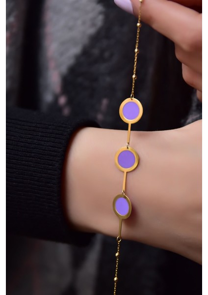 925 Ayar Gümüş Kaplama Parlayan Rüya Serisi Yuvarlak Ebruli Cam Boyalı Bileklik fiyatları