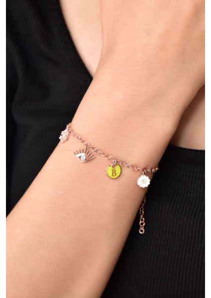 925 Ayar Gümüş Kartanesi Göz Harf Papatya Şans Bileklik fiyatları