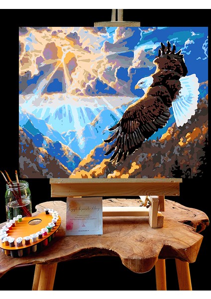 N1192 - Numaralı Boyama Seti - 40X50CM Kasnağa Gerili Ürün - Uçan Kartal