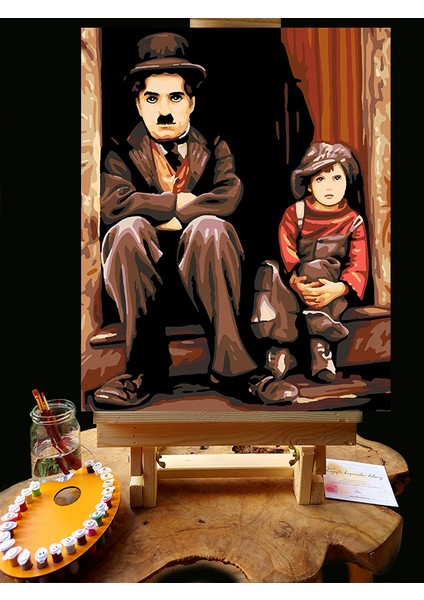 N1239 - Numaralı Boyama Seti - 40X50CM Kasnağa Gerili Ürün - Chaplin