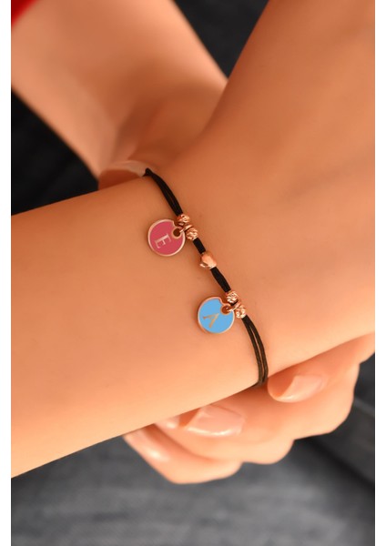 925 Ayar Gümüş Dorika Toplu Nazar Gözlü Iki Harf Kadın Bileklik