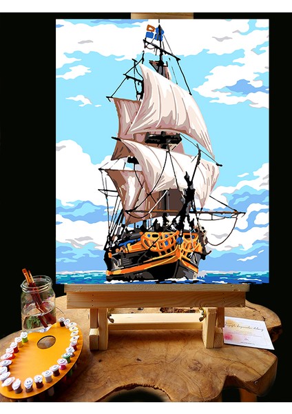 N1187 - Numaralı Boyama Seti - 40X50CM Kasnağa Gerili Ürün - Gemi