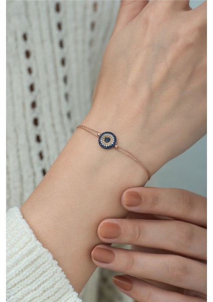 925 Ayar Zirkon Taşlı Gümüş Nazar Bileklik