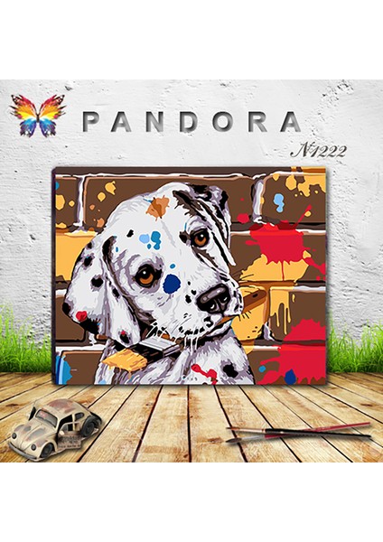 Pandora Hobi N1222 - Numaralı Boyama Seti - 40X50CM Kasnağa Gerili Ürün - Ressam Köpek