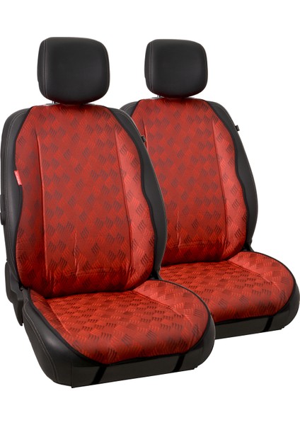 Kırmızı Dört Çizgili Jakar Dokuma Kumaş Otomind Oto Minderi 2'li Set fiyatları