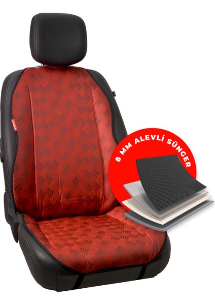 Kırmızı Dört Çizgili Jakar Dokuma Kumaş Otomind Oto Minderi 2'li Set fırsatları