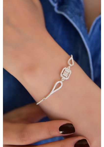 925 Ayar Gümüş Kaplama Baget Taşlı Bileklik fiyatları