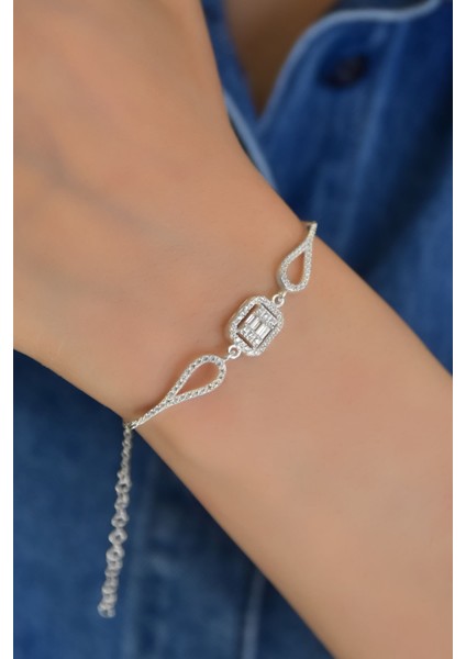 925 Ayar Gümüş Kaplama Baget Taşlı Bileklik modelleri