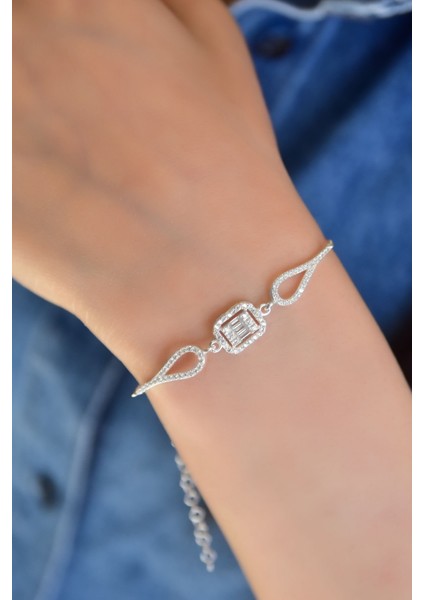 925 Ayar Gümüş Kaplama Baget Taşlı Bileklik fırsatları