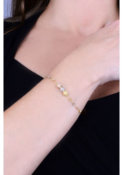 925 Ayar Gümüş Üç Renk Sim Dorika Toplu Kadın Bileklik