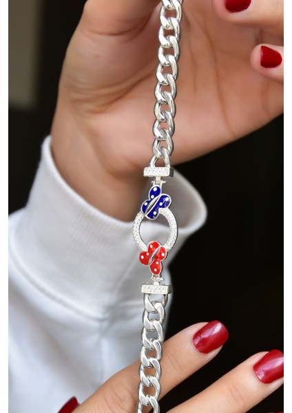 925 Ayar Gümüş Kaplama Kelebek Zincir Bileklik