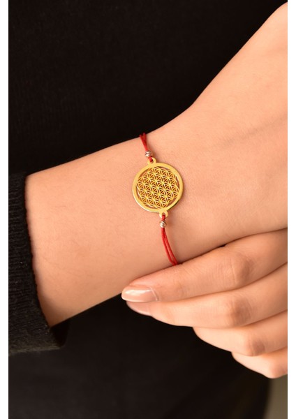 925 Ayar Gümüş Dorika Toplu Kaplama Yaşam Çiçeği Kadın Bileklik