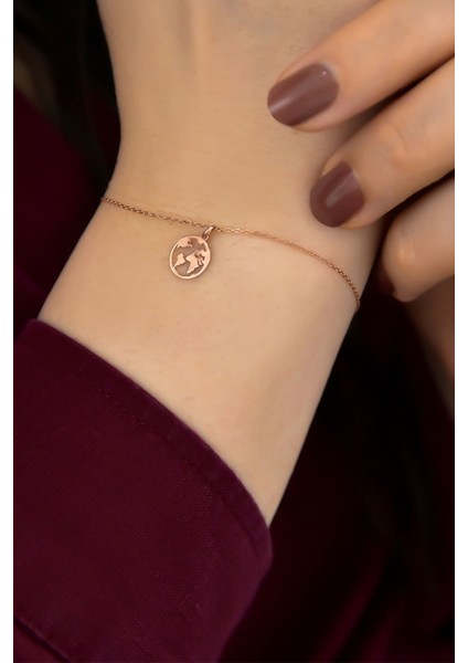 925 Ayar Gümüş Kaplama Dünya Kadın Bileklik