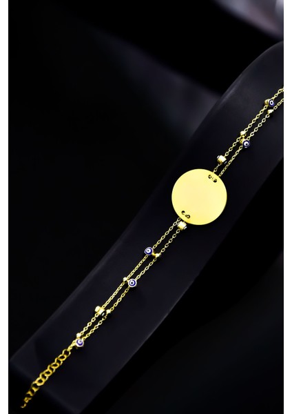 925 Ayar Gümüş Kaplama Nazar Zincir Isimli Mineli Plaka Bileklik fiyatları