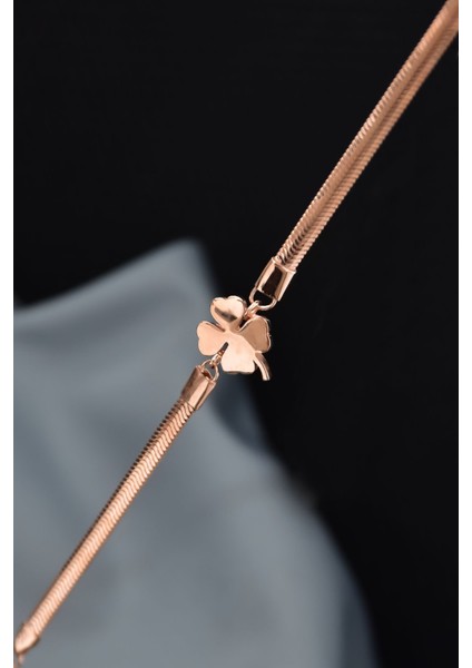 925 Ayar Gümüş Kaplama Ezme Zincir Yonca Bileklik modelleri