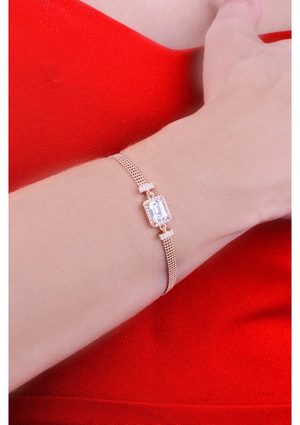 925 Ayar Gümüş Toplu Kaplama Baget Taşlı Bileklik fiyatları