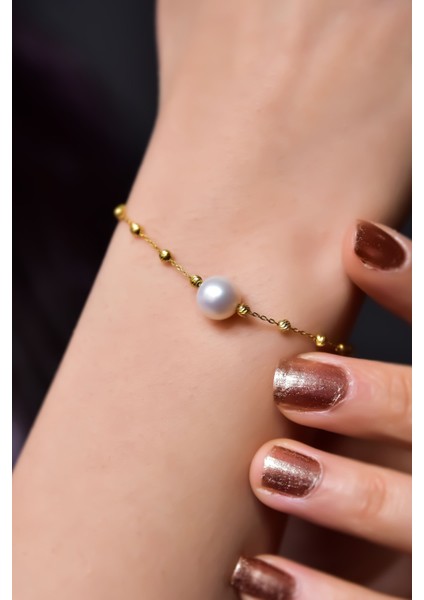 925 Ayar Gümüş Kaplama Dorika Toplu Incili Bileklik