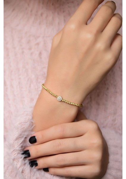 925 Ayar Gümüş Kaplama Dorika Toplu Tektaş Bileklik