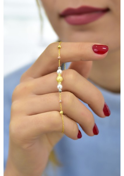 925 Ayar Gümüş Kaplama Sim Dorika Toplu Inci Kadın Bileklik modelleri