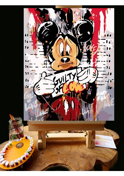 N1226 - Numaralı Boyama Seti - 40X50CM Kasnağa Gerili Ürün - Mickey