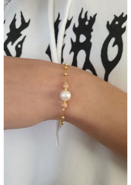 925 Ayar Gümüş Kaplama Sim Dorika Toplu Inci Kadın Bileklik