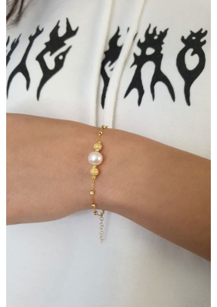 925 Ayar Gümüş Kaplama Sim Dorika Toplu Inci Kadın Bileklik fiyatları