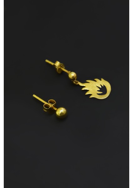 925 Ayar Gümüş Kaplama Alev Model Çivili Kadın Top Küpe fiyatları