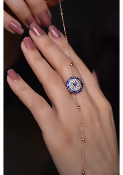 925 Ayar Gümüş Kaplama Top Zincirli, Zirkon Taşlı Nazar Bileklik fiyatları