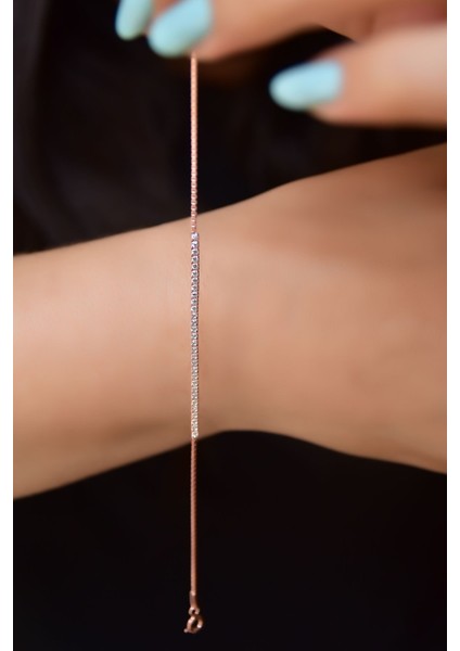 925 Ayar Gümüş Kaplama Zirkon Taşlı Su Yolu Bileklik