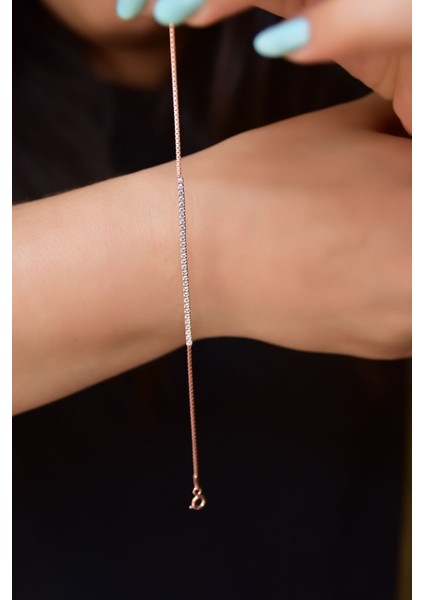 925 Ayar Gümüş Kaplama Zirkon Taşlı Su Yolu Bileklik fiyatları