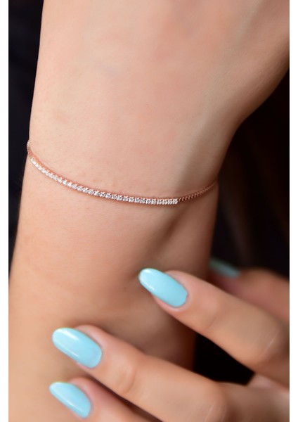 925 Ayar Gümüş Kaplama Zirkon Taşlı Su Yolu Bileklik modelleri