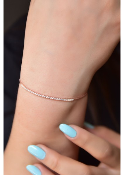 925 Ayar Gümüş Kaplama Zirkon Taşlı Su Yolu Bileklik fırsatları