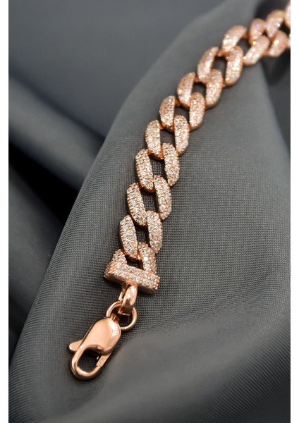 925 Ayar Gümüş Kaplama Zirkon Taşlı Gurmet Zincir Bileklik modelleri