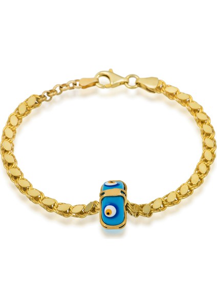 Arpa Zincirli Süryani Gözlü Nazar Bileklik - Kaplama 925 Ayar Gümüş