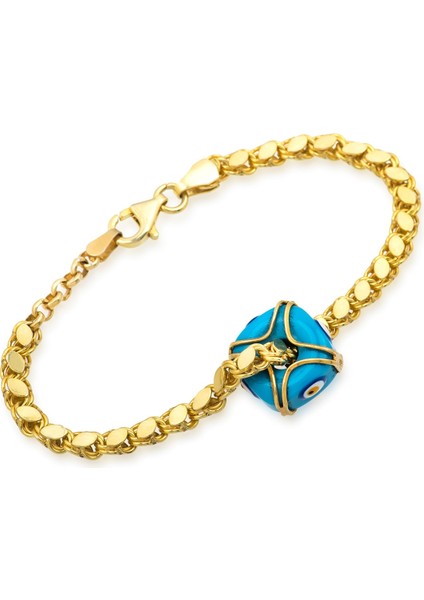 Arpa Zincirli Süryani Gözlü Nazar Bileklik - Kaplama 925 Ayar Gümüş fırsatları