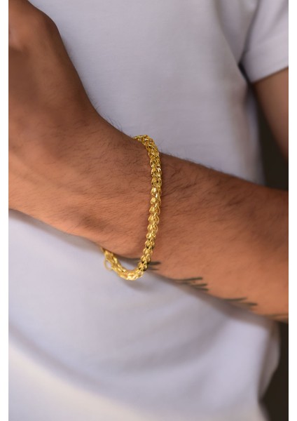 925 Ayar Gümüş Altın Kaplama Pul Zincir Erkek Bileklik fiyatları