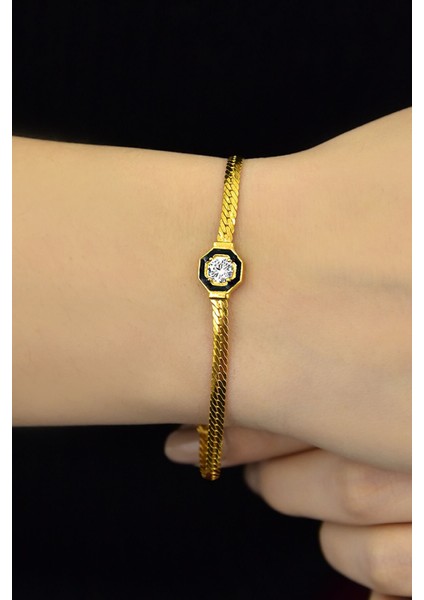 925 Ayar Gümüş Kaplama Yassı Zincir Bileklik