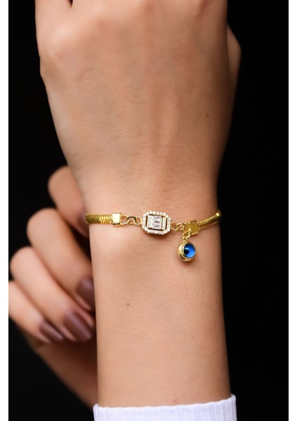 925 Ayar Gümüş Kaplama Baget Taşlı Cam Göz Bileklik modelleri