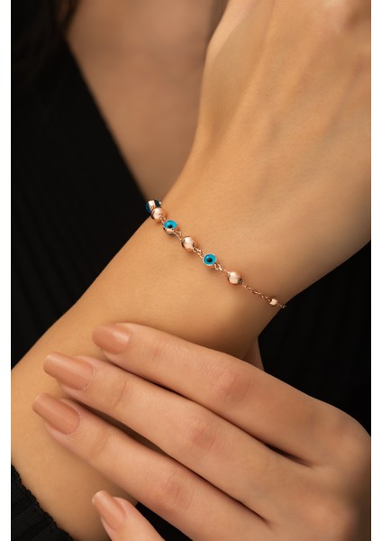 Üç Nazargözlü Dorica Toplu Kaplama 925 Ayar Gümüş Bileklik fiyatları