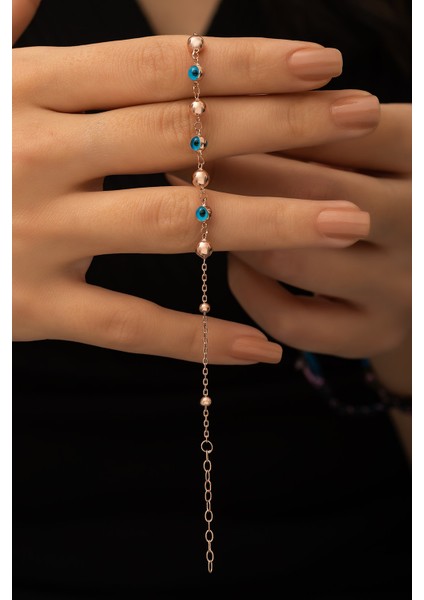 Üç Nazargözlü Dorica Toplu Kaplama 925 Ayar Gümüş Bileklik modelleri