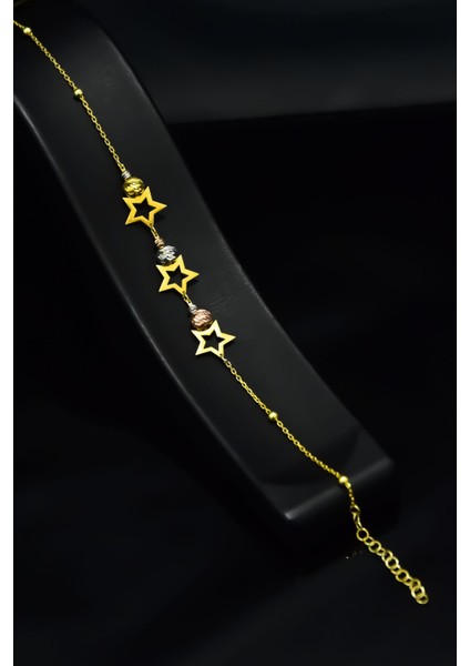 925 Ayar Gümüş Kaplama Üç Yıldız Dorikalı Bileklik