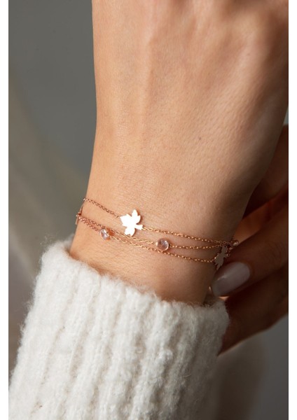 Kadın Yaprak Detaylı Zirkon Taş Model Kaplama 925 Ayar Gümüş Bileklik fiyatları