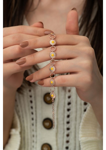 925 Ayar Kaplama Mineli Papatya Kadın Gümüş Bileklik modelleri