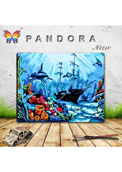 Pandora Hobi N1210 - Numaralı Boyama Seti - 40X50CM Kasnağa Gerili Ürün - Deniz Altı