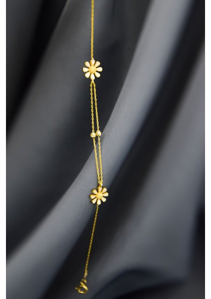 925 Ayar Gümüş Kaplama Dorika Toplu Papatya Bileklik modelleri