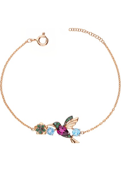 925 Ayar Gümüş Kaplama Taşlı Sevgi Kuşu Bileklik