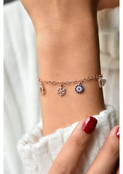 925 Ayar Gümüş Kaplama Taşlı Şans Bileklik