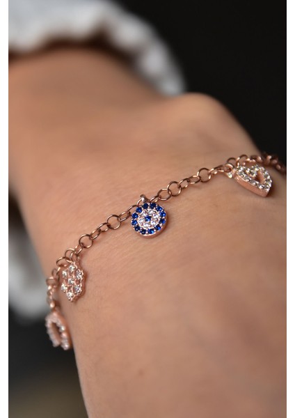 925 Ayar Gümüş Kaplama Taşlı Şans Bileklik modelleri